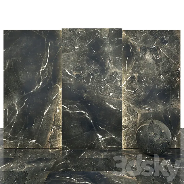 Black Deep Glossy Marble 3D Model