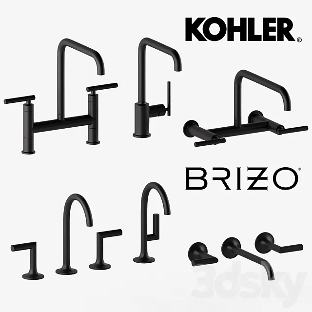 BLACK FAUCETS COLLECTION 3D Model