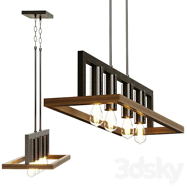 Black Forest 8 Chandelier with 4 Lights – Black Ashbury 3D Model