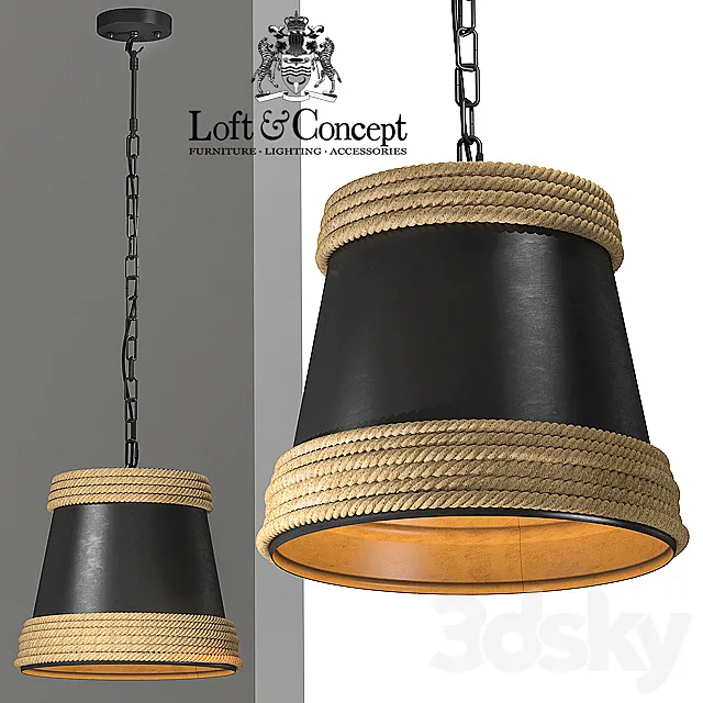 Black & Hemp Pendant Lamp Suspension 3D Model Black & Hemp Pendant Lamp Suspension 3D Model