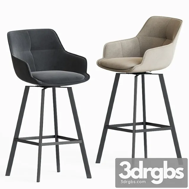 Black krystoffer velvet swivel bar stools 2 3D Model Download