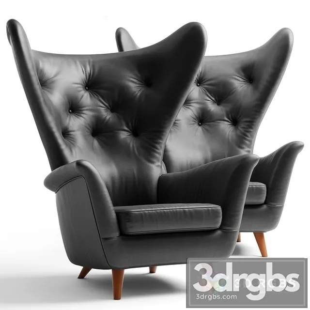 Black Leather Wing Lounge Chair 3D Model Download Black Leather Wing Lounge Chair 3D Model Download
