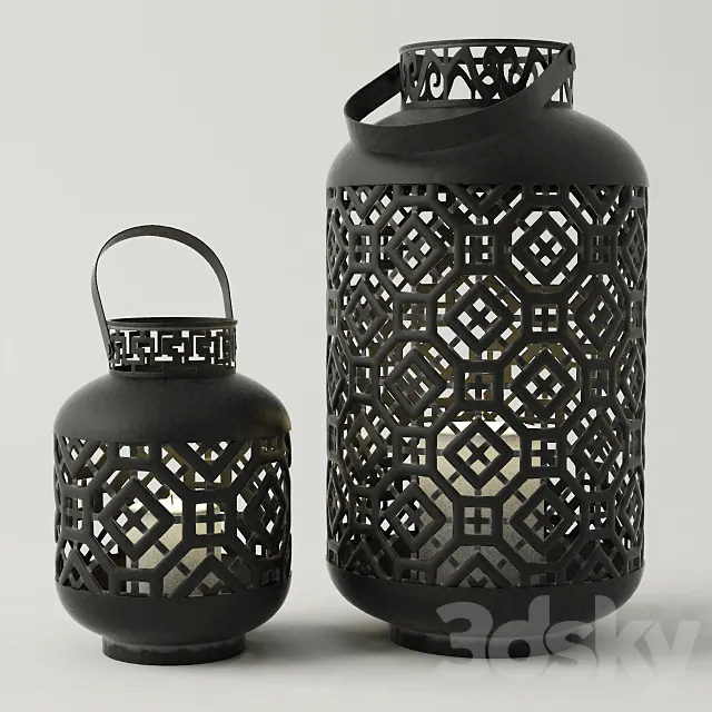 Black Metal Lanterns 3DModel Black Metal Lanterns 3DModel