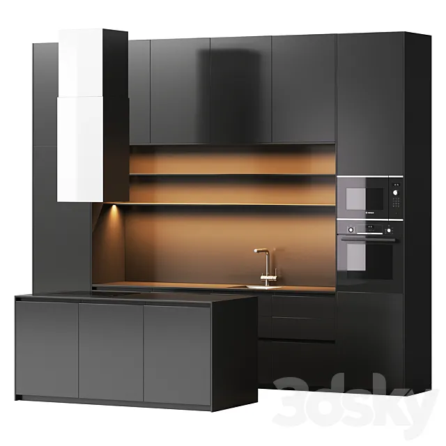 Black minimalist kitchen 3D Model Black minimalist kitchen 3D Model