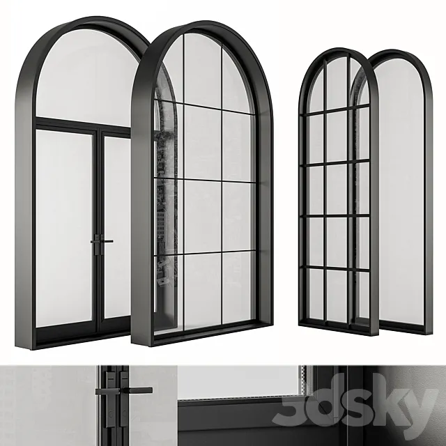 Black Modern Arched Window - Windows Set 07 Free Download