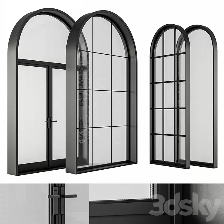 Black Modern Arched Window – Windows Set 07 3D Model Free Download
