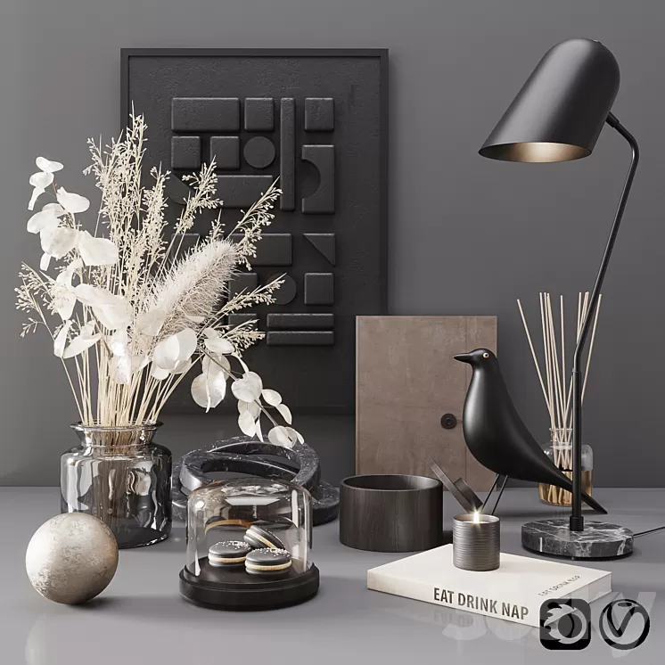 Black modern set 3D Model