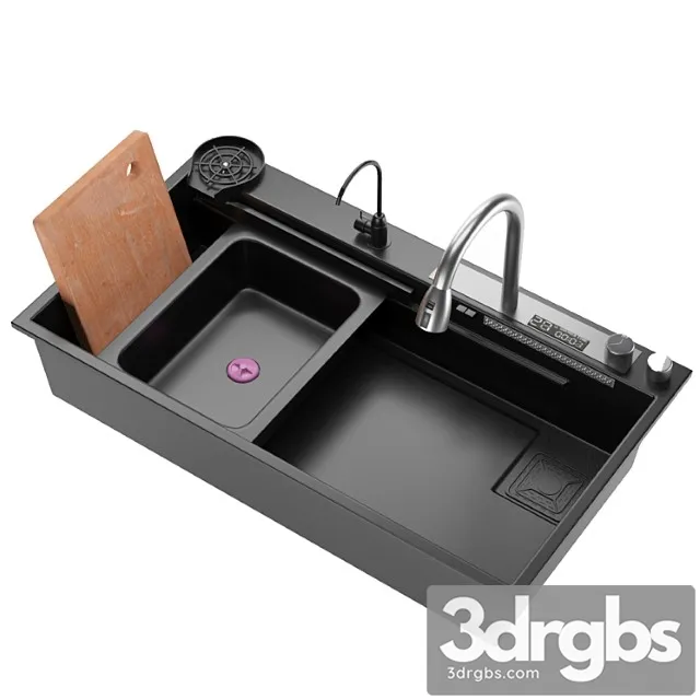Black Nano Kitchen Sink 304 Stainless Steel Waterfall Sink 1 3D Model Download