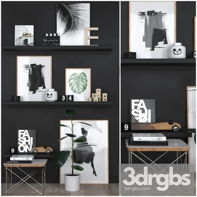 Black Set Decorative 3D Model Download Black Set Decorative 3D Model Download