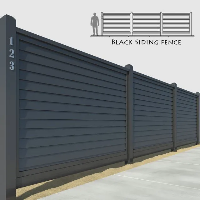 Black siding fence 3D Model Black siding fence 3D Model