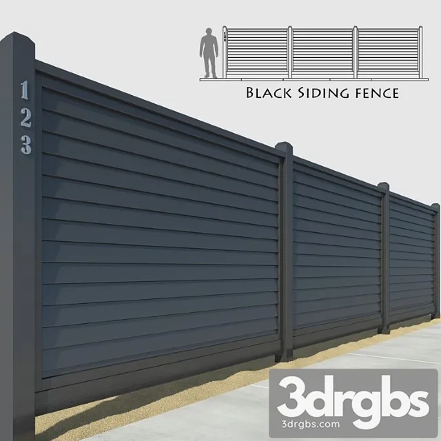 Black Siding Fence 3D Model Download