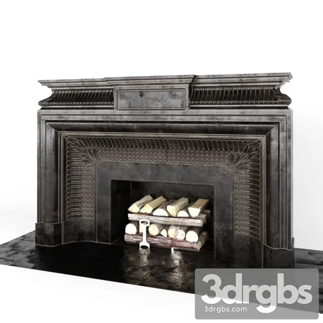 Black Stone Fireplace 3D Model Download