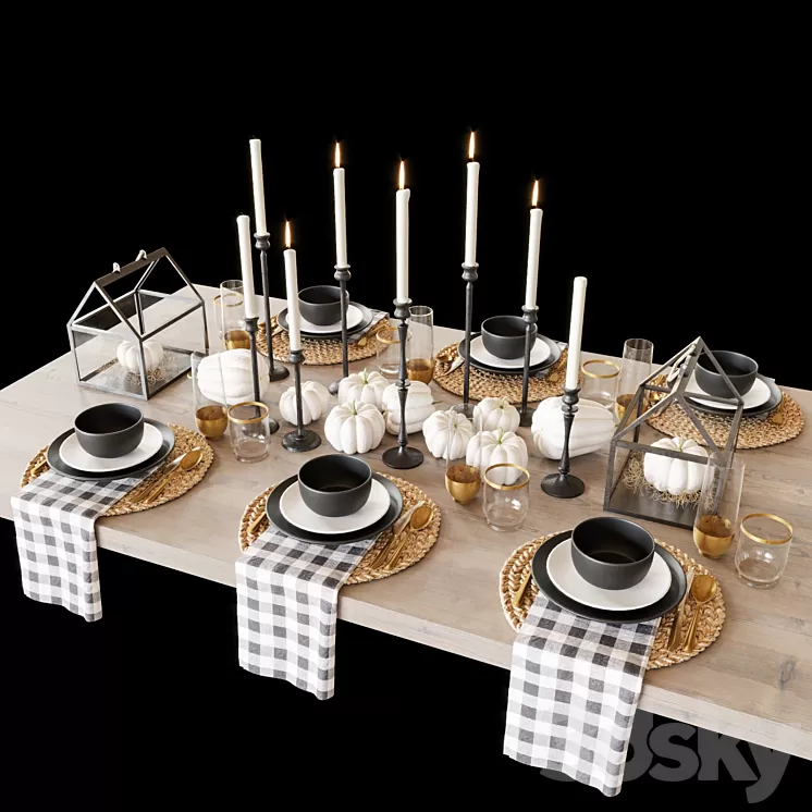 Black tableware 3D Model