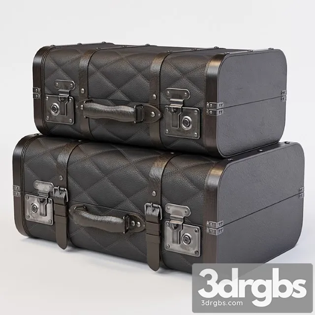 Black vintage suitcases 3D Model Download