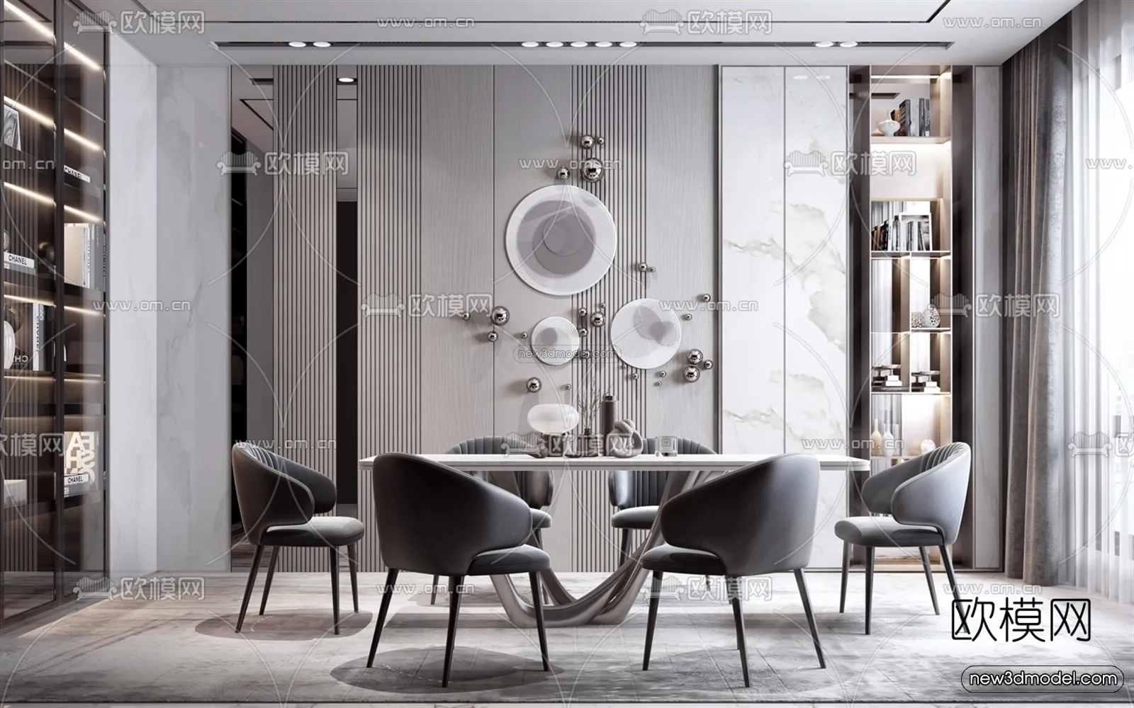 Black – White – Gray Colors Interior 3D Blocks – Dining Room 3D Scene – 133 – VRAY Black – White – Gray Colors Interior 3D Blocks – Dining Room 3D Scene – 133 – VRAY