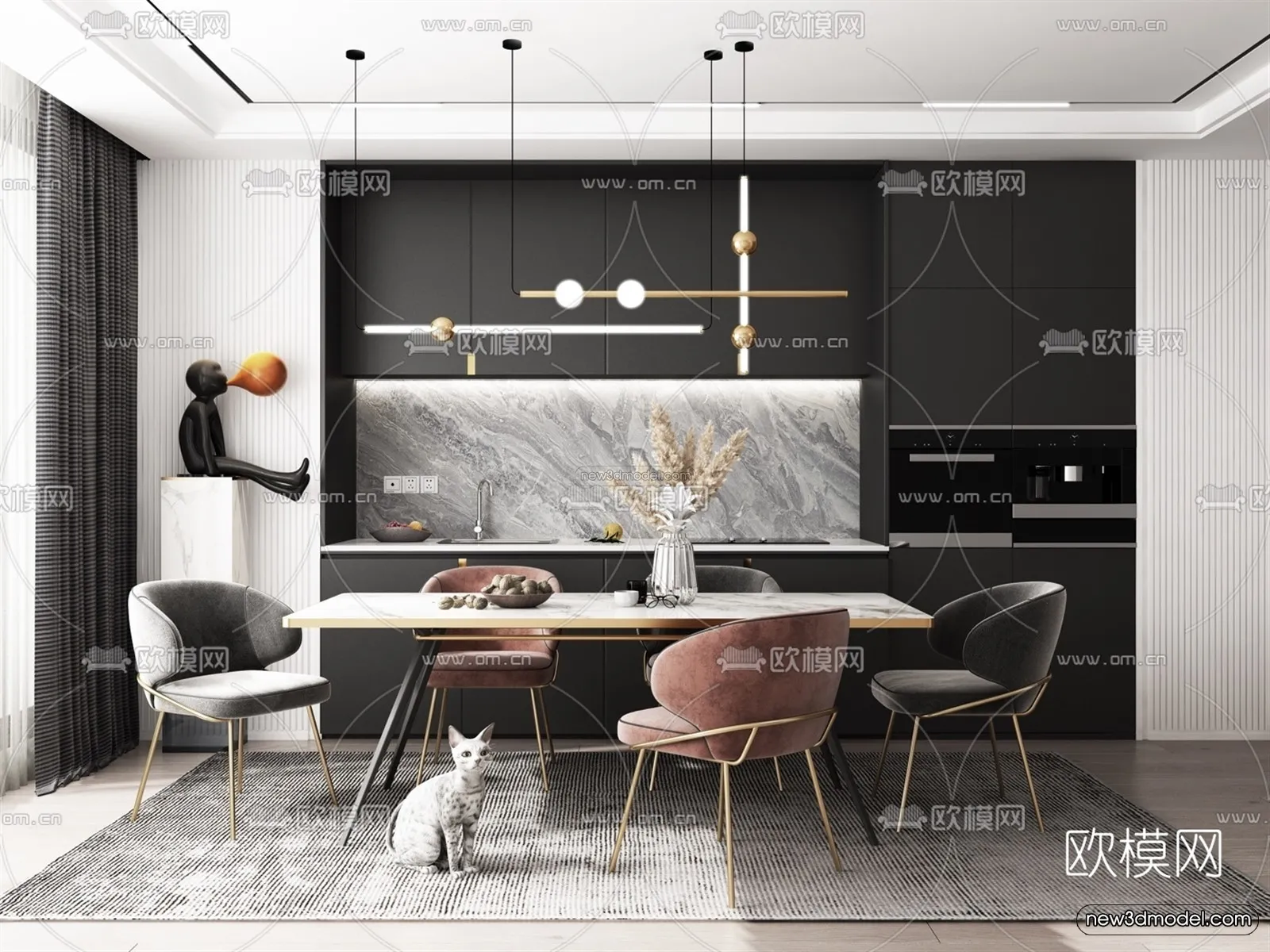 Black – White – Gray Colors Interior 3D Blocks – Dining Room 3D Scene – 134 – VRAY Black – White – Gray Colors Interior 3D Blocks – Dining Room 3D Scene – 134 – VRAY