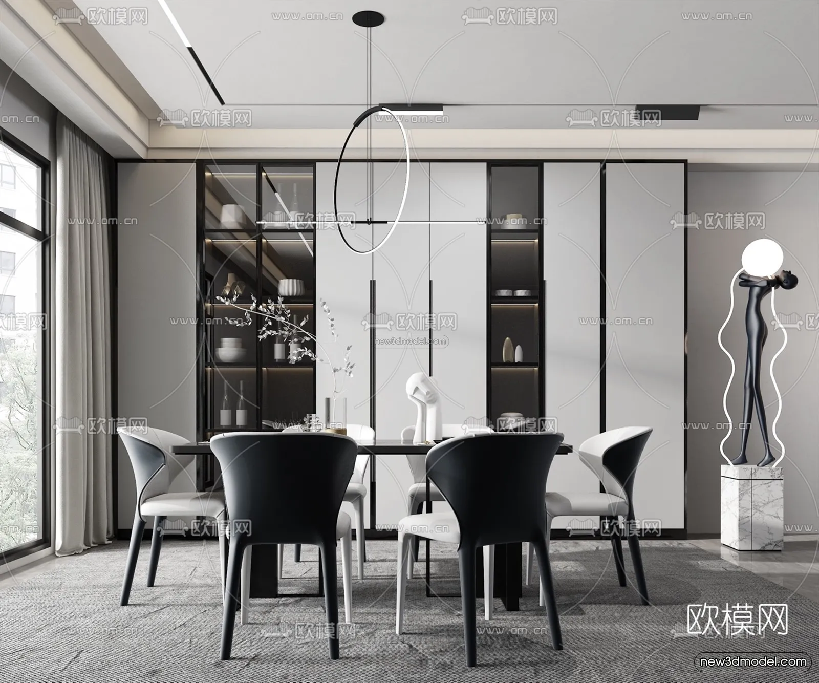 Black – White – Gray Colors Interior 3D Blocks – Dining Room 3D Scene – 136 – VRAY Black – White – Gray Colors Interior 3D Blocks – Dining Room 3D Scene – 136 – VRAY
