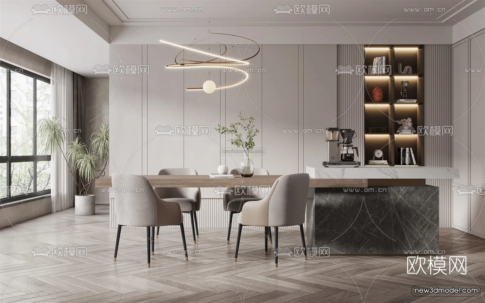 Black – White – Gray Colors Interior 3D Blocks – Dining Room 3D Scene – 138 – VRAY Black – White – Gray Colors Interior 3D Blocks – Dining Room 3D Scene – 138 – VRAY