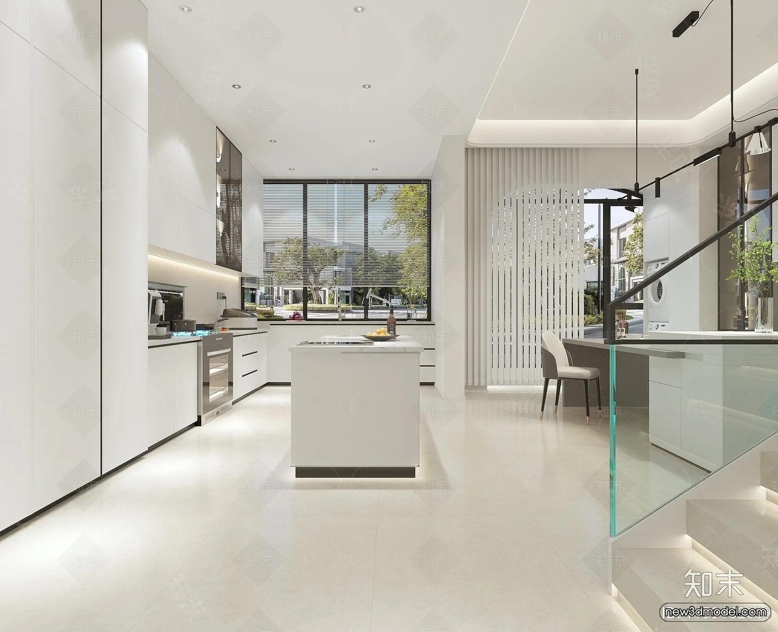 Black – White – Gray Colors Interior 3D Blocks – Living Room 3D Scene – 045 – VRAY