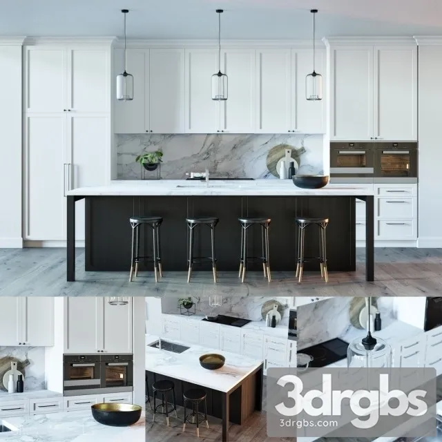 Black White Kitchen 3D Model Download