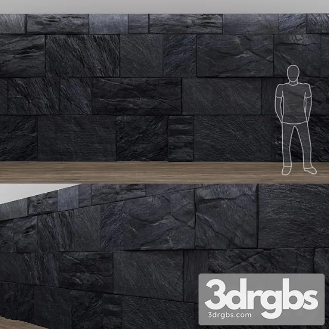 Black Wild Stone Wall 3D Model Download