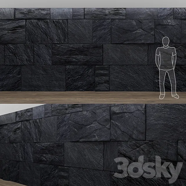 black wild stone wall 3DModel