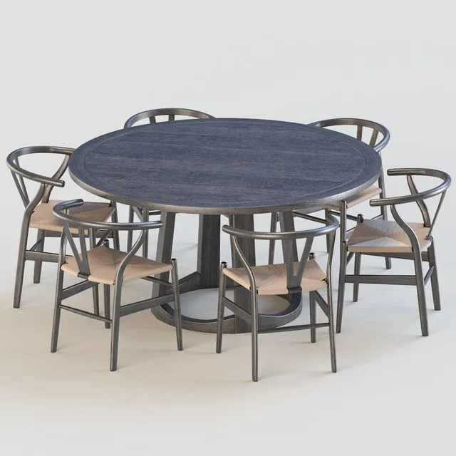 Black wishbone chairs 3D Model Black wishbone chairs 3D Model