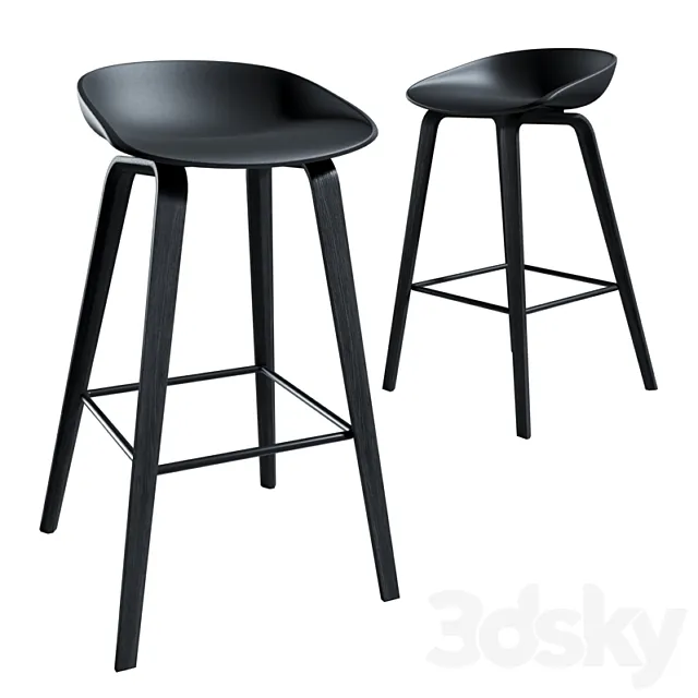 Black wooden bar stool 3DModel Black wooden bar stool 3DModel