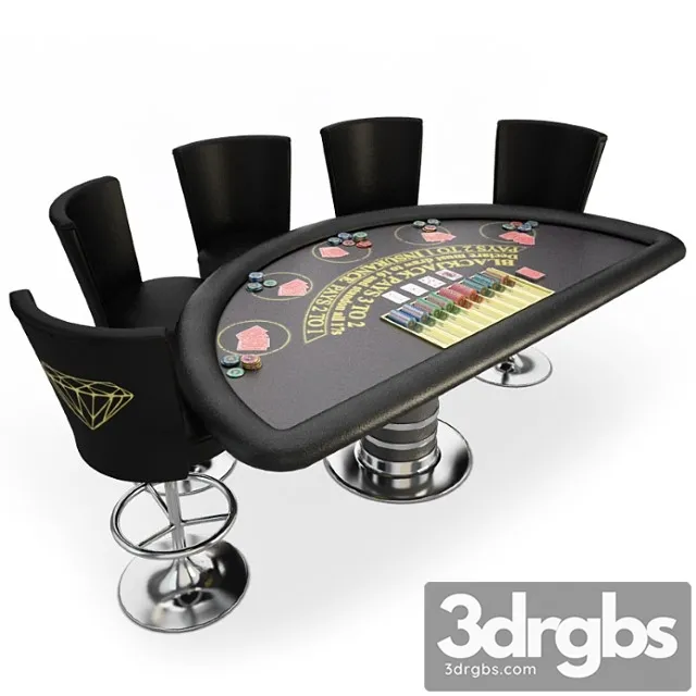 Blackjack table casino 3D Model Download