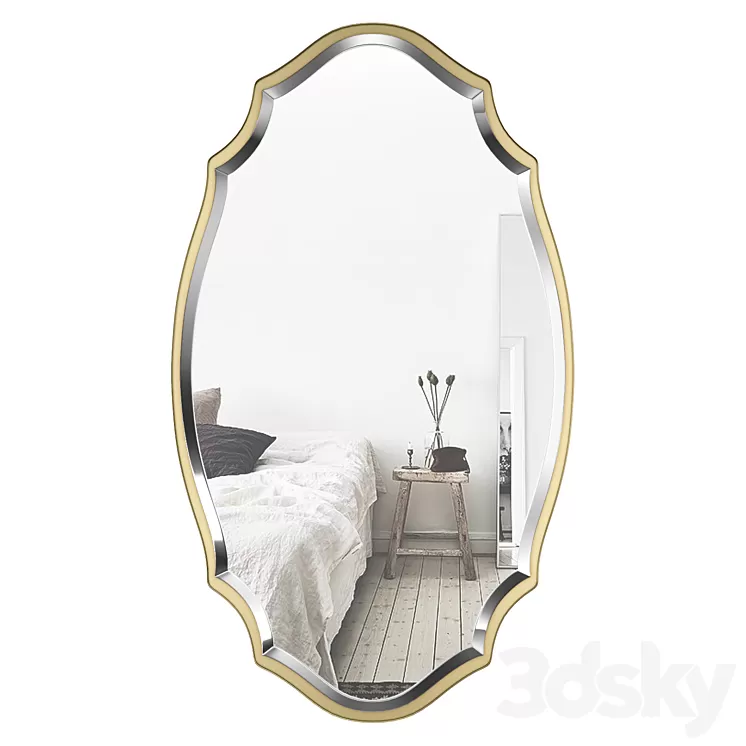 Blaisdell Horizontal Gold Wall Mirror WRLO8574 3D Model