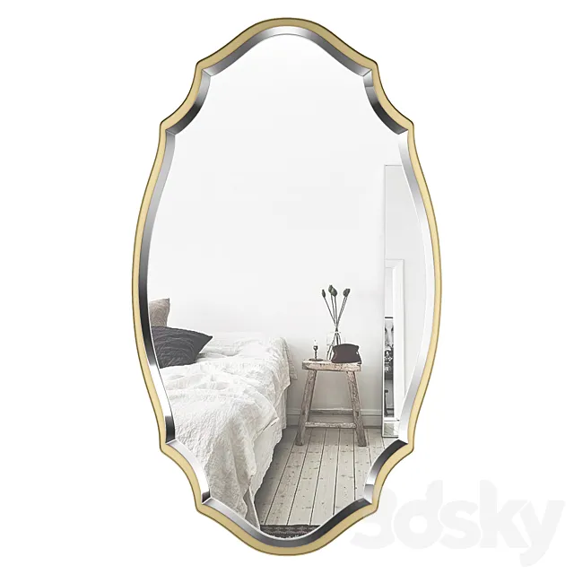 Blaisdell Horizontal Gold Wall Mirror WRLO8574 3DModel