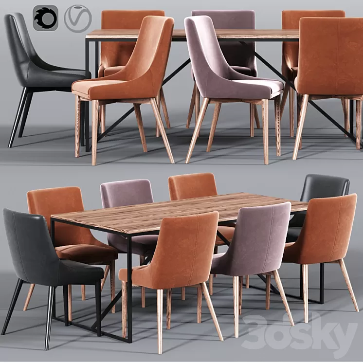 Blaisell Parsons Dining Table Chair Set 3D Model Blaisell Parsons Dining Table Chair Set 3D Model