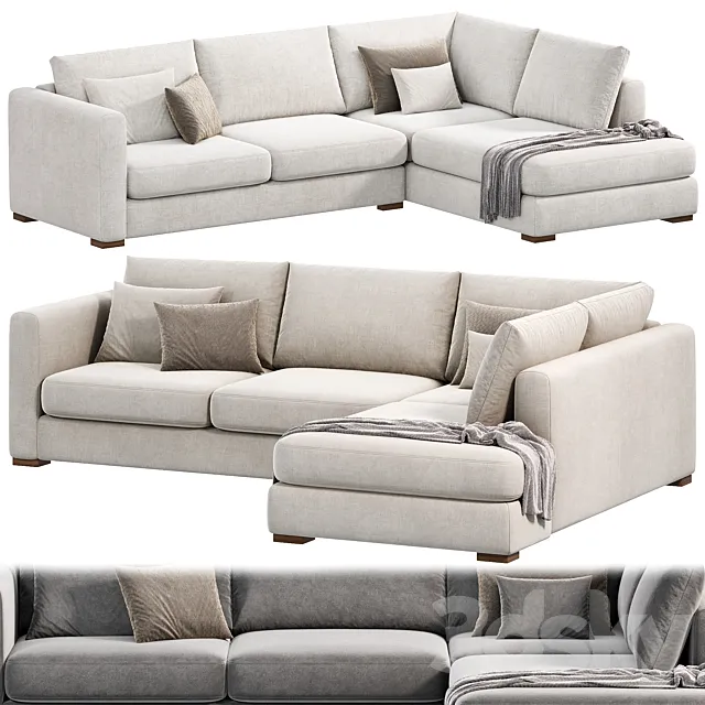 Blake Large Open End Corner Sofa by loomloft sofas 3D Model Blake Large Open End Corner Sofa by loomloft sofas 3D Model