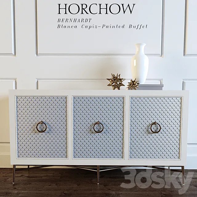 Blanca Capiz-Painted Buffet 3D Model Blanca Capiz-Painted Buffet 3D Model