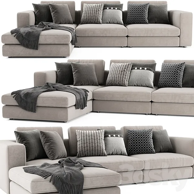 Blanche Soho Sectional With Ottoman 3D Model Blanche Soho Sectional With Ottoman 3D Model