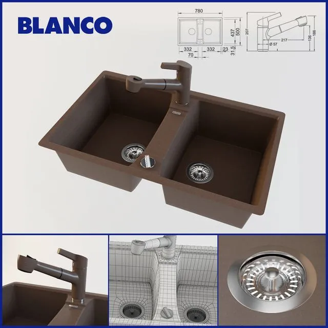 BLANCO LEXA 8 and mixer BLANCO ELIPSO-S II 3D Model BLANCO LEXA 8 and mixer BLANCO ELIPSO-S II 3D Model