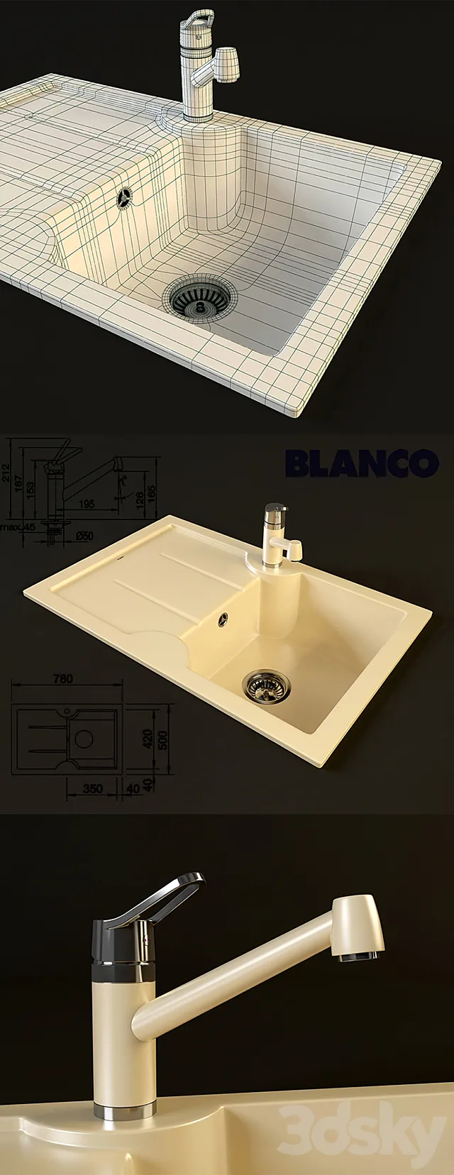 Blanco sink and faucet Blanco 45s Idessa Actis 3DModel