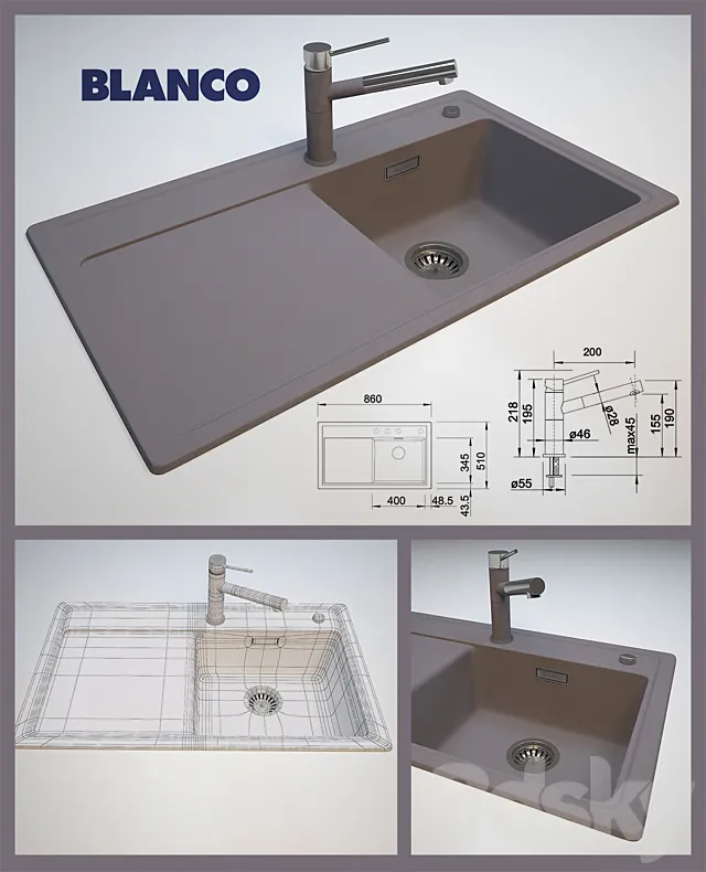 Blanco Zenar XL 45 S-F + Blanco Alta-S Compact 3D Model