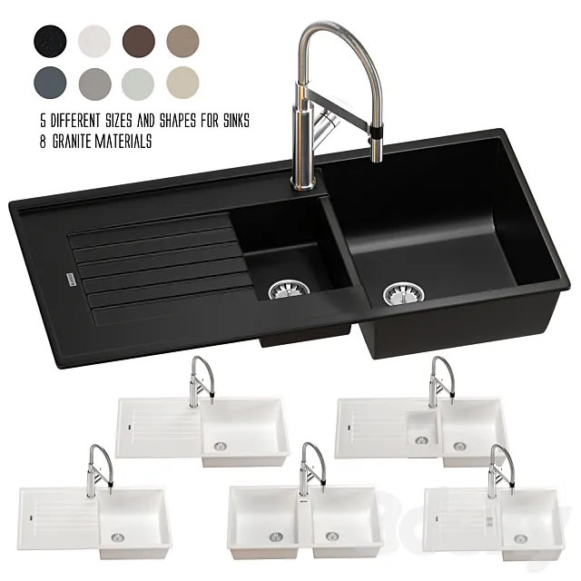 BLANCO ZIA sink set 05 3D Model BLANCO ZIA sink set 05 3D Model