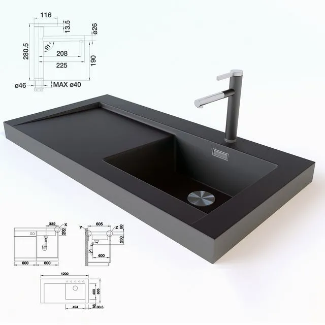 Blanco_Modex_M60 + Linee-S 3D Model Blanco_Modex_M60 + Linee-S 3D Model