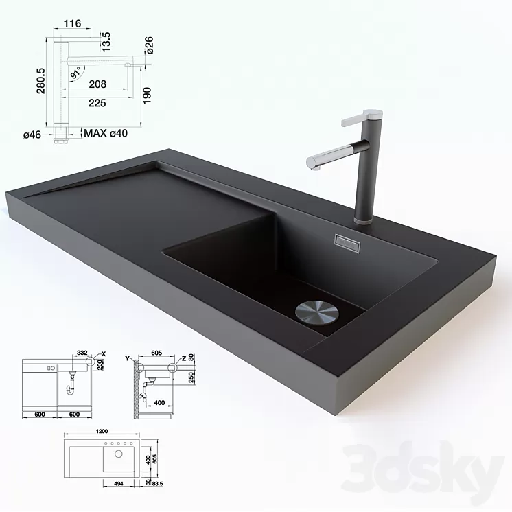 Blanco_Modex_M60 + Linee-S 3D Model Blanco_Modex_M60 + Linee-S 3D Model