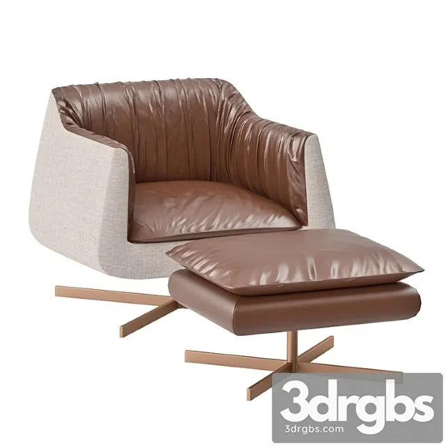 Bleu nature waki sofa 1 place + footstool 3D Model Download Bleu nature waki sofa 1 place + footstool 3D Model Download