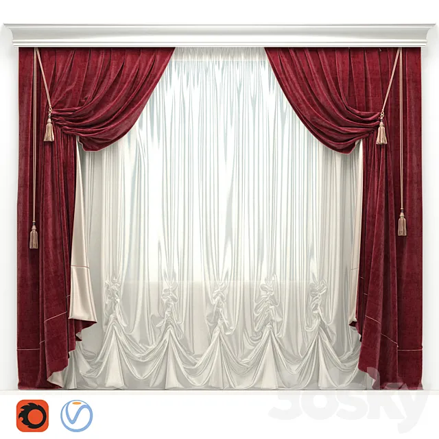 Blinded velvet with brushes 01 3D Model Blinded velvet with brushes 01 3D Model