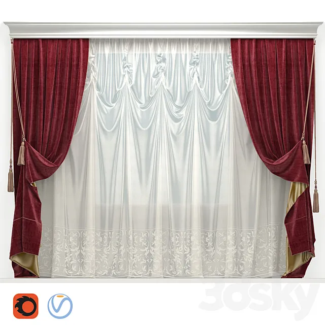 Blinded velvet with brushes 2 3D Model Blinded velvet with brushes 2 3D Model