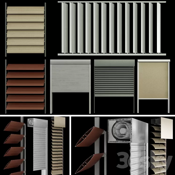 Blinds and shutters for windows and doors 3D Model
