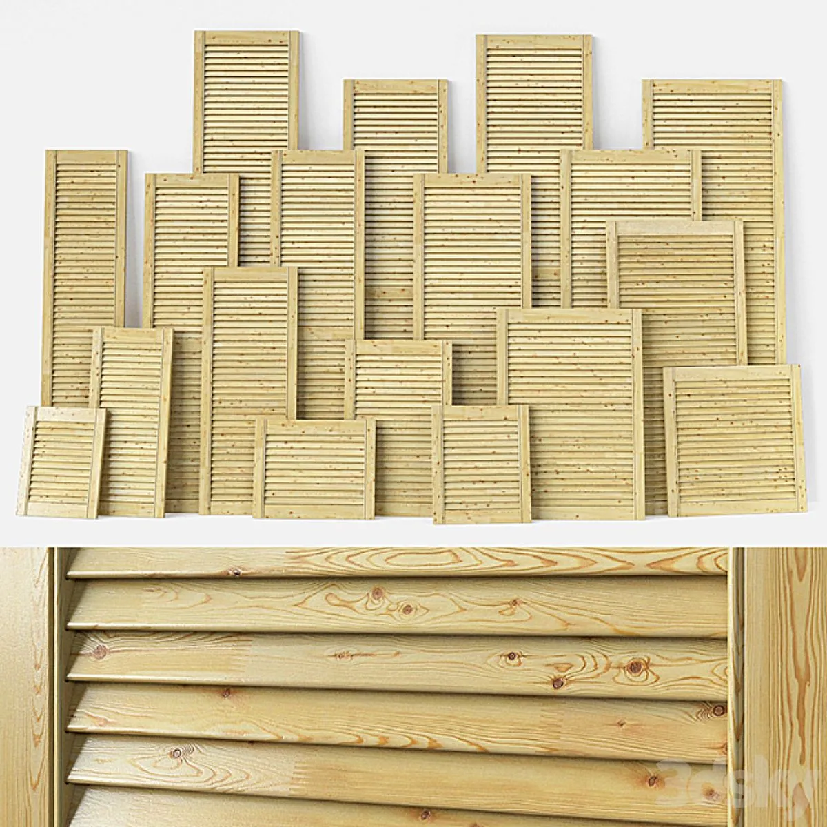 Blinds blinds wood classic cupboard facades 3D Model