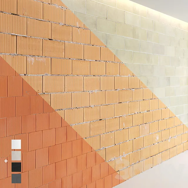 Block wall set 02 3D Model