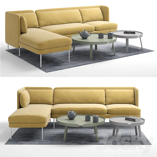 Bloke Sofa with Left Arm Chaise 3D Model Bloke Sofa with Left Arm Chaise 3D Model