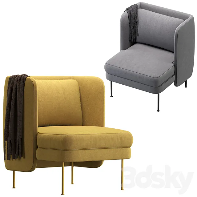 Bloke Velvet Lounge Armchair 3D Model