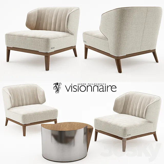 Blondie armchair with Cyborg large table – Visionnaire Home Philosophy 3D Model